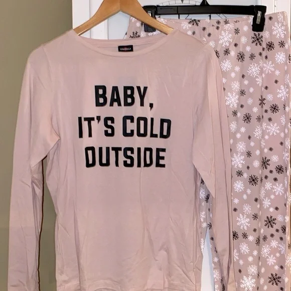 NWT Cosabella Baby It's Cold Outside Snowflake Pajamas in Pink Black & White - Picture 1 of 8